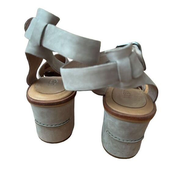 UGG Sandra Taupe Nubuck Heeled Ankle Strap Sandals Size 11 - Picture 4 of 7